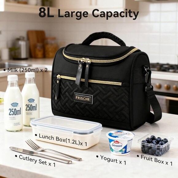 Lunch Box for Women Reusable Insulated Lunch Bag with Adjustable Shoulder Strap - Picture 5 of 7